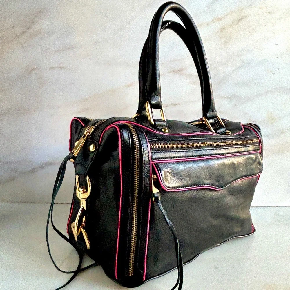 Rebecca Minkoff Black and Pink Shoulder Bag - Picture 2 of 16